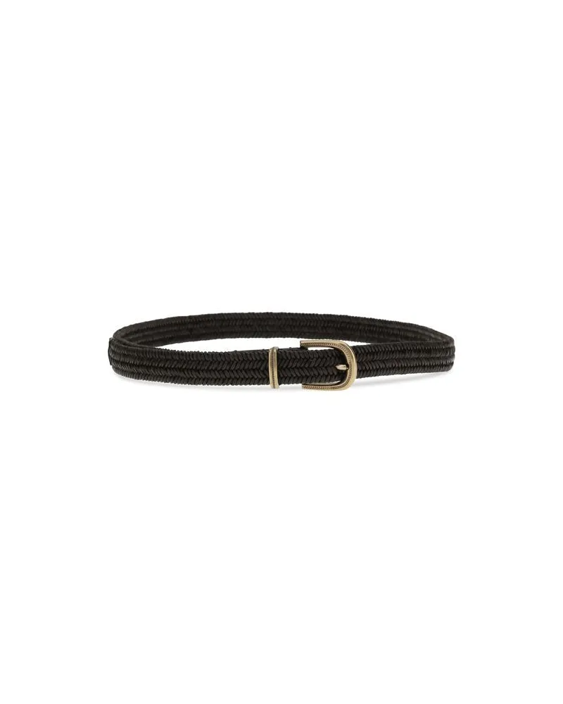 Brunello Cucinelli Women's Black Calf Leather Bos Taurus Regular Belt Black