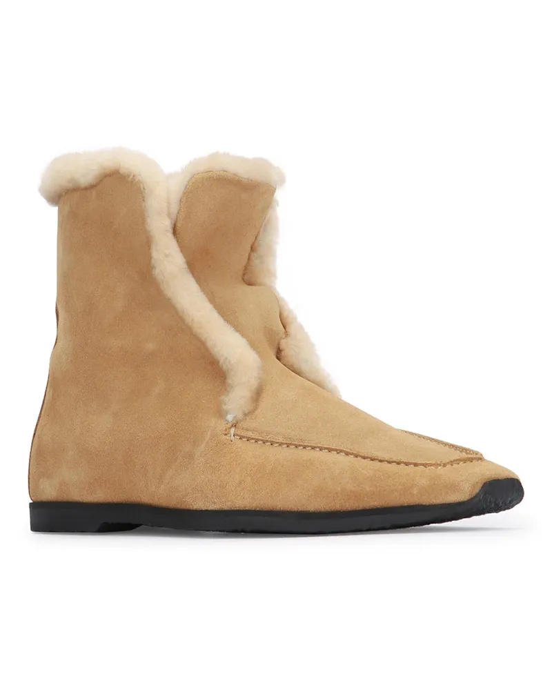 Totême Women's Shearling-Edge Winter Boots Caramelecru Stivali Beige