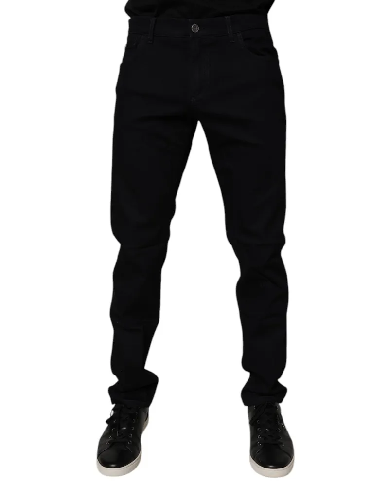 Dolce & Gabbana Black Cotton Stretch Slim Fit Men Denim Jeans Elastane Clothing Black