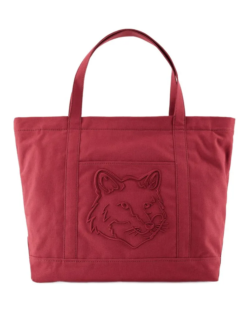 Kitsuné Women's Fox Head Large Shopper Tote Red Calfskin Red