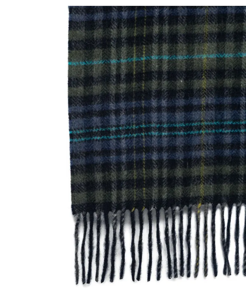 Paul Smith Check Pattern Wool Scarf — Navy Navy