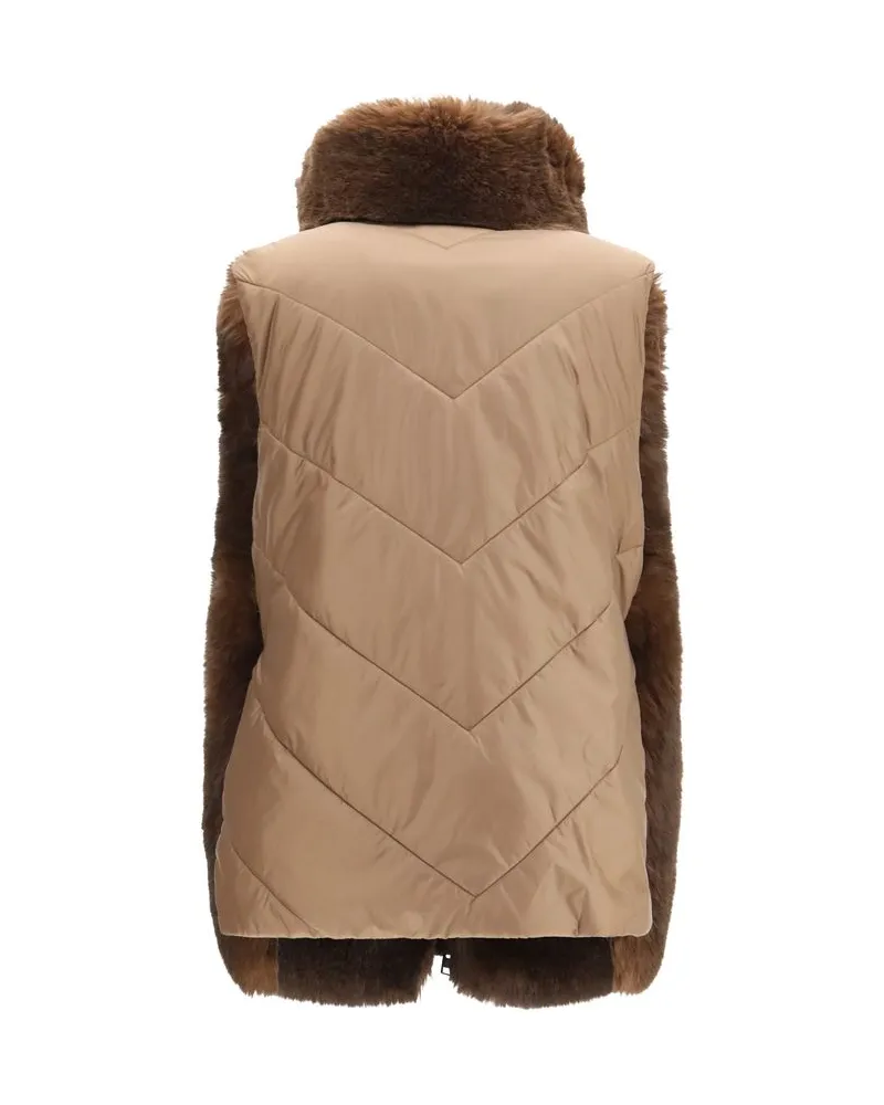 Woolrich Faux-Fur and Quilted Nylon Vest — Brown Brown