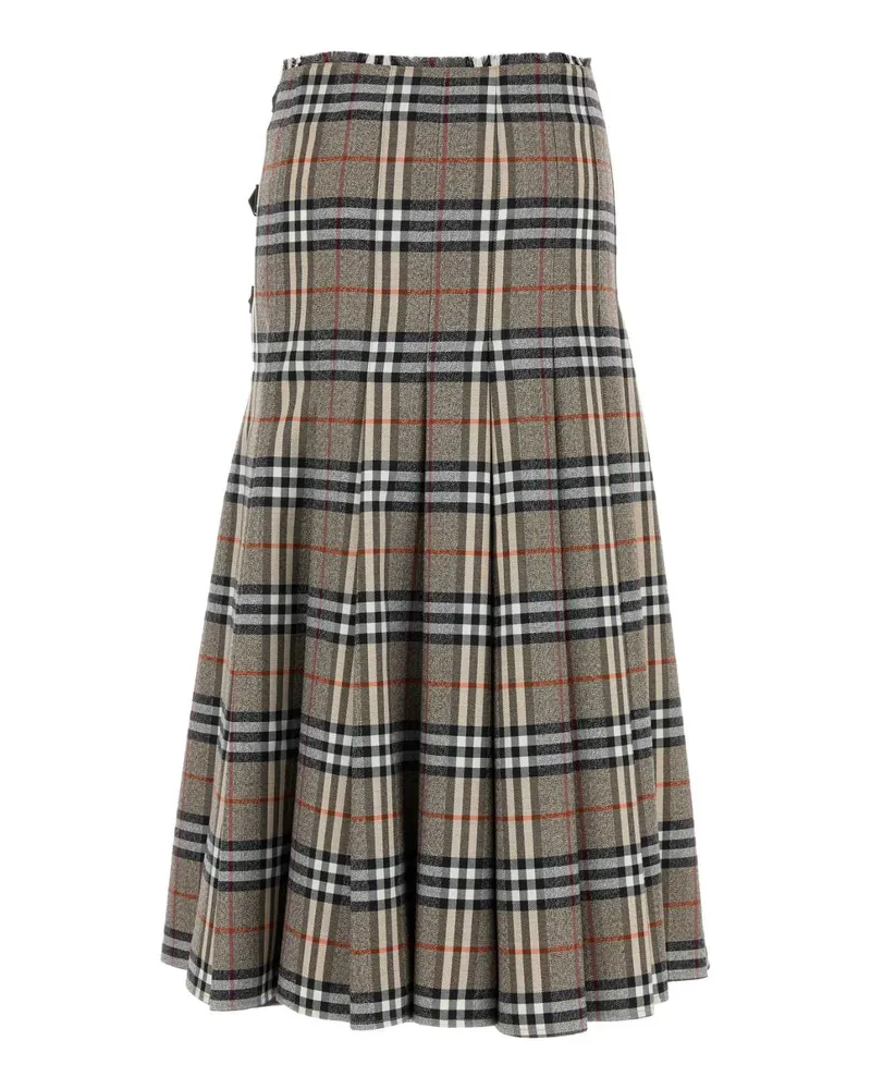 Burberry Women's Embroidered Wool Skirt Craterdkcharcoalc Exterior: Gonne Gray