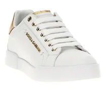 Women's Gold Calfskin Low Top Sneakers