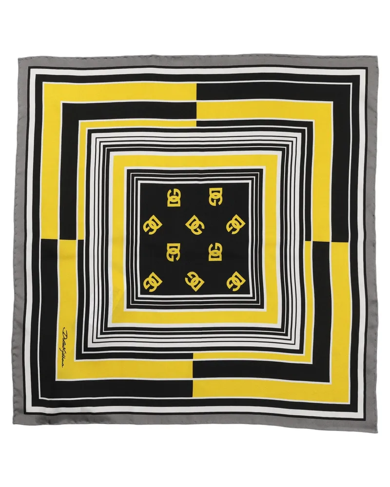 Dolce & Gabbana Silk Logo Square Foulard Scarf — Yellow Yellow