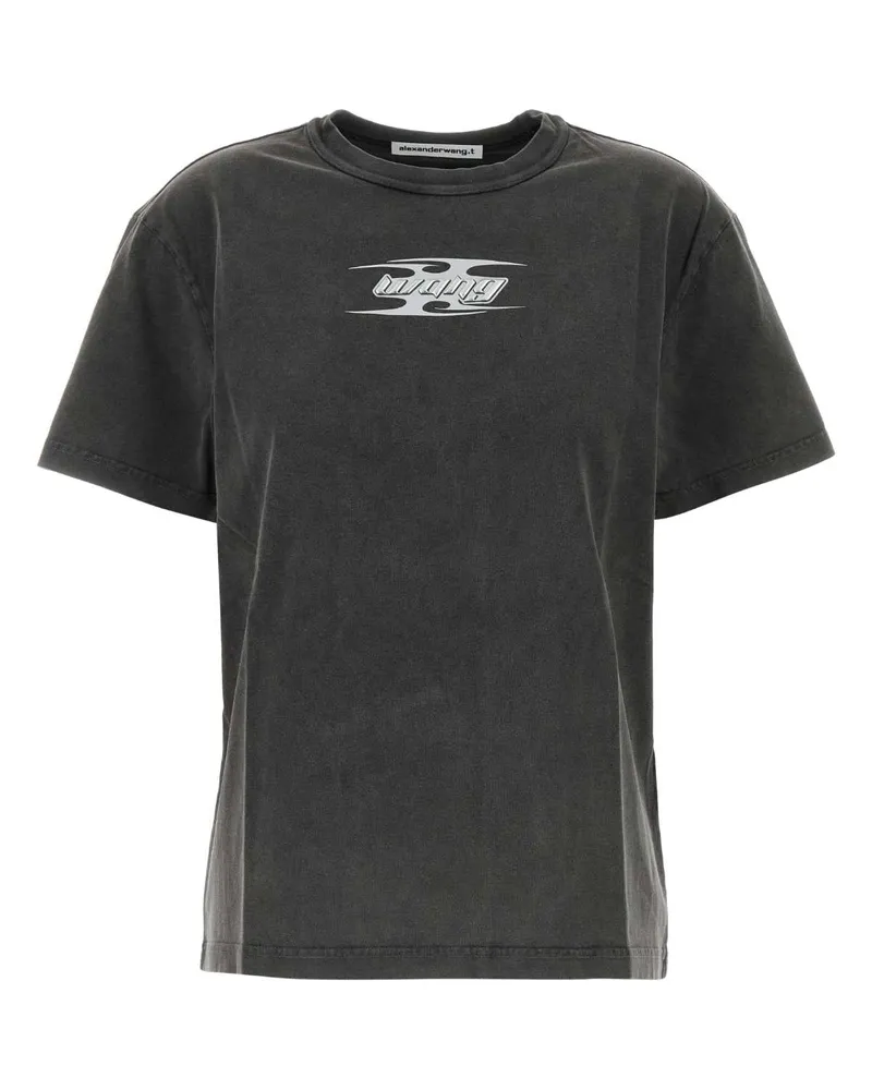 Alexander Wang Logo-Printed Cotton T-shirt — Gray Gray