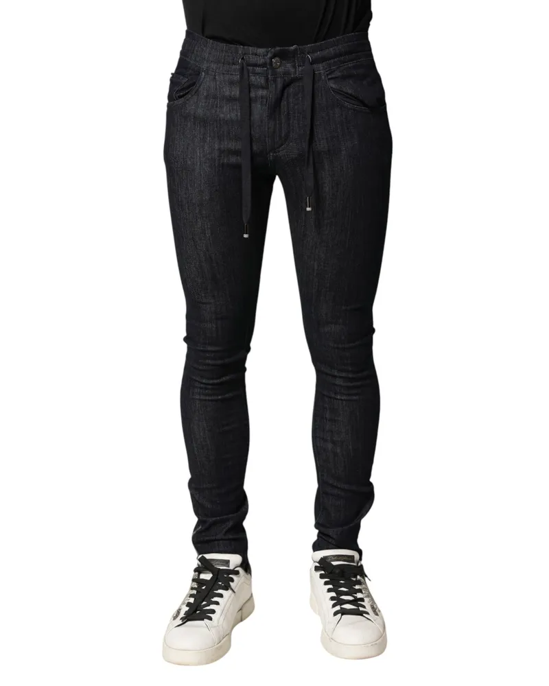 Dolce & Gabbana Black Cotton Stretch Skinny Denim Men Jeans Co+02+polietilentereftalat Clothing Black
