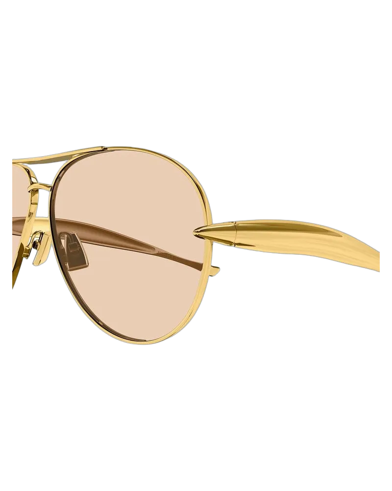 Bottega Veneta Unisex Sunglasses Brown Metal Gold