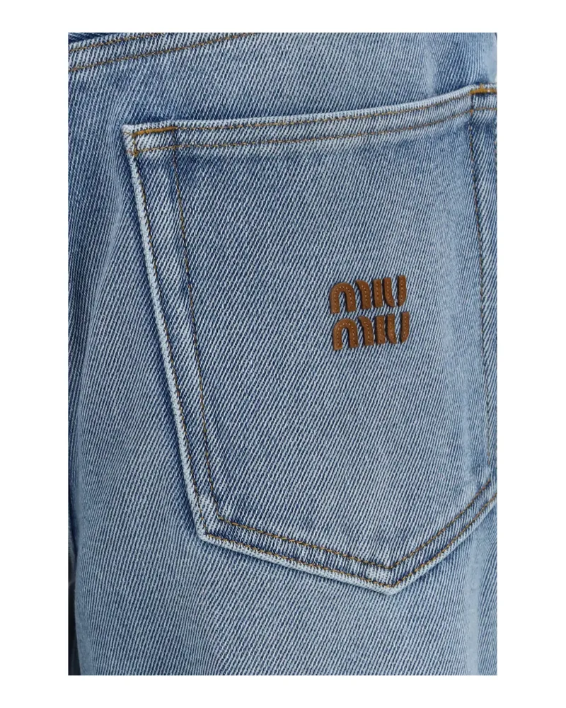 Miu Miu Women's Jeans Washed Denim Light Blue Cotton Blue