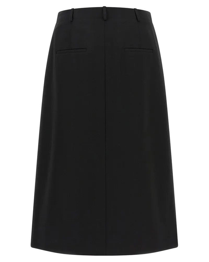 Fendi Grain de Poudre Wool Midi Skirt — Black Black