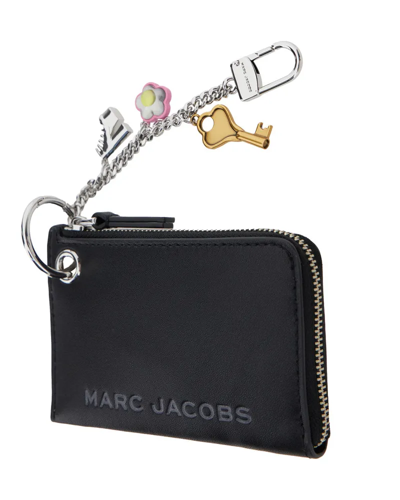 Marc Jacobs Logo-Lettering Calf Coin Purse Wallet — Black Black