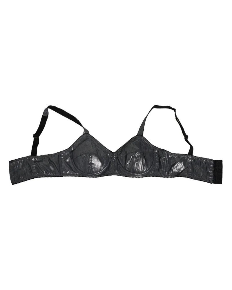 Dolce & Gabbana Women Dark Gray Silk Stretch Balconcino Bra Underwear 01+polyester Film Fiber+se Clothing Gray