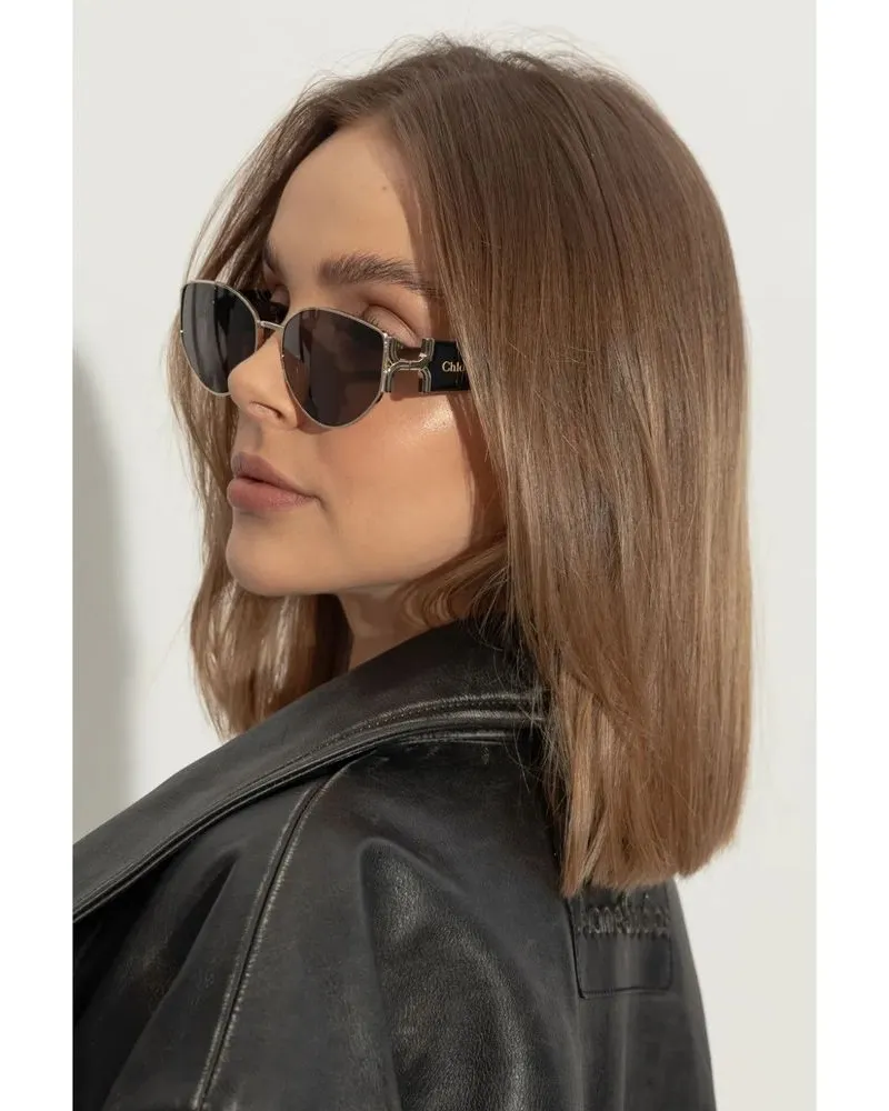 Chloé CH0260S Tinted Oval Sunglasses — Gold Gold