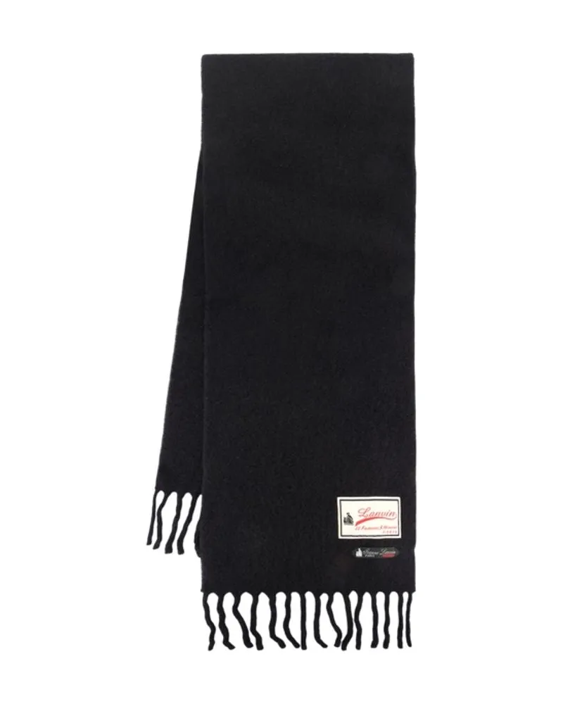 Lanvin Women's Fluffy Smash With Label Scarf -  Wool Black Accessories Black