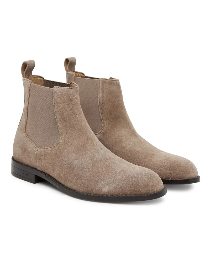 HUGO BOSS Suede Chelsea Boots — Beige Beige