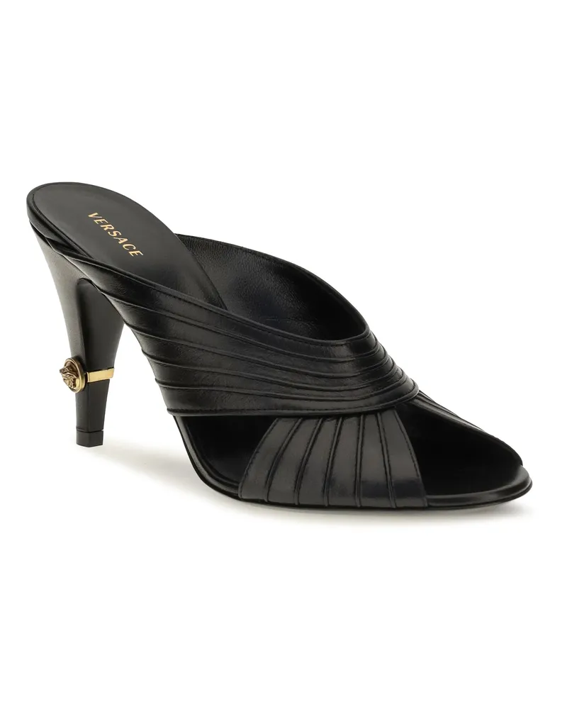 Versace Women's Gianni Nappa Leather Mules Black-Gold Sandal Black/gold Black
