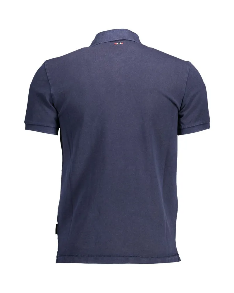 Napapijri Logo-Embroidered Cotton Polo Shirt — Blue Blue