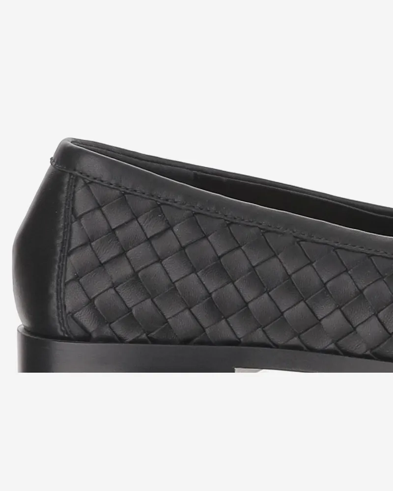 Bottega Veneta Women's Loafers Silenzio Woven Leather Black Black