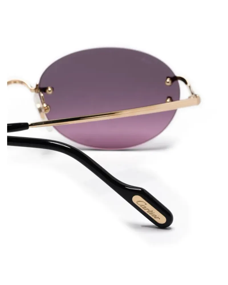 Cartier CT0551S Rimless Oval Sunglasses — Gold Gold
