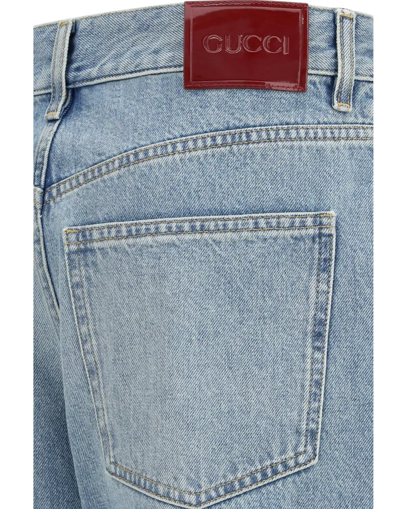 Gucci Women's Cotton Jeans Light Blue Blue