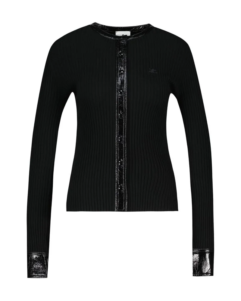 Courrèges Women's Contrasted Cardigan -  Wool Black Concept-Store Ready-To-Wear Black