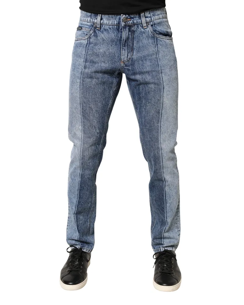 Dolce & Gabbana Two Tone Blue Cotton Regular Men Denim Jeans Clothing Blue