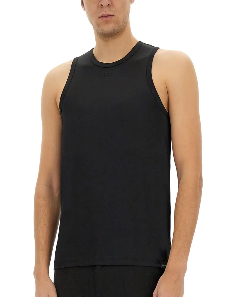 Courrèges Lightweight Polyester Tank Top — Black Black