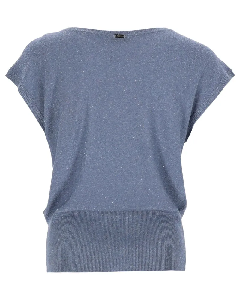 Herno Sequined Viscose T-Shirt — Blue Blue