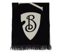 Unisex Logo Intarsia Wool Scarf Black