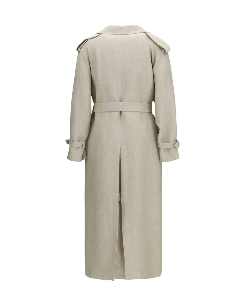 Max Mara Women's Brown Linen Trench Coat Clothing Beige