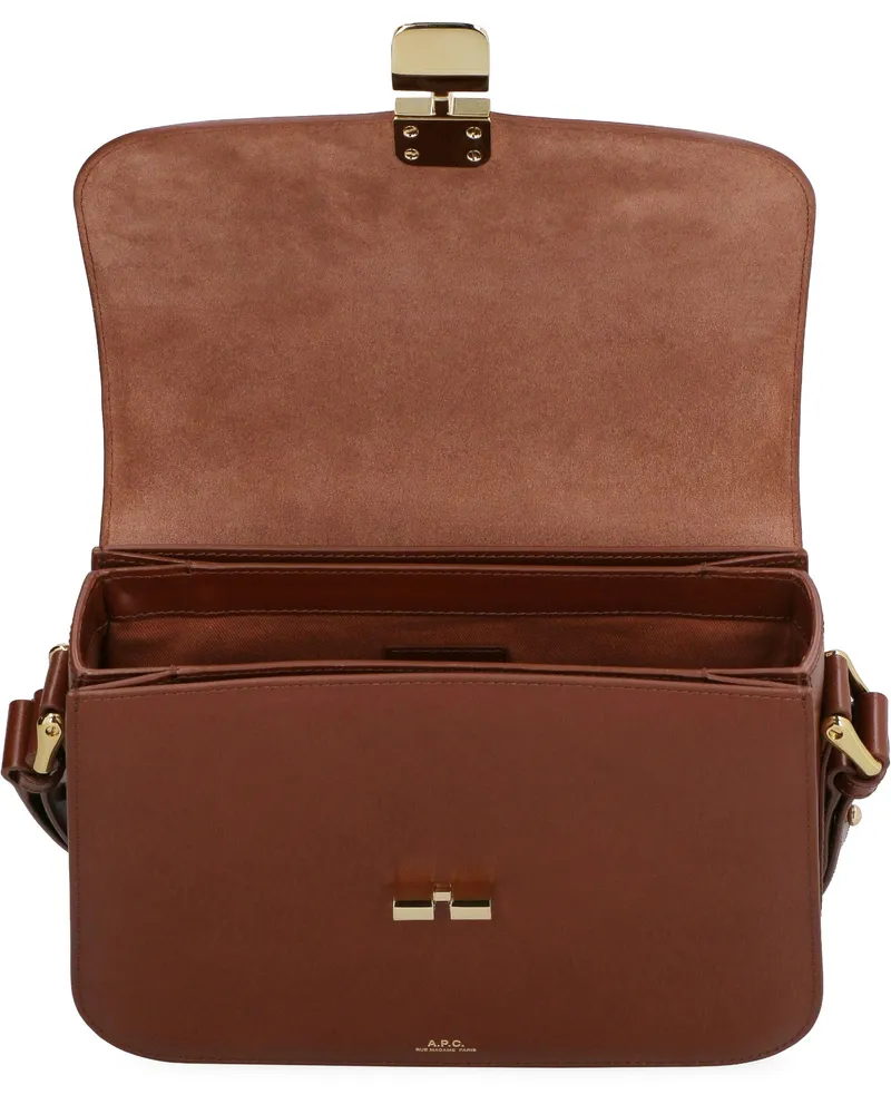 A.P.C. Women's Grace Leather Crossbody Bag Saddle Brown Cowhide Shoulder Brown