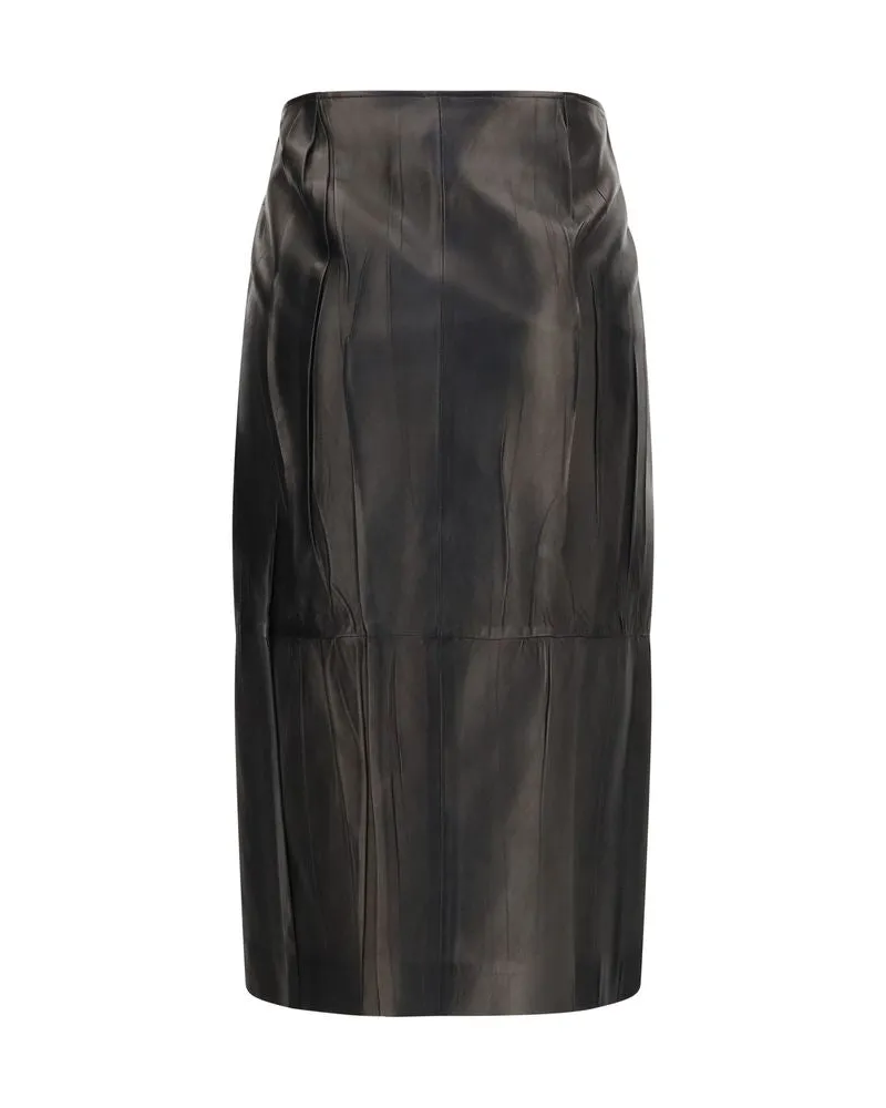 Ermanno Scervino Women's Black Lamb Ovis Aries Midi Skirt Black