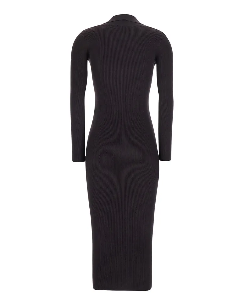 Elisabetta Franchi Women's Ribbed Knit Ajour Dress Brown Viscose Brown