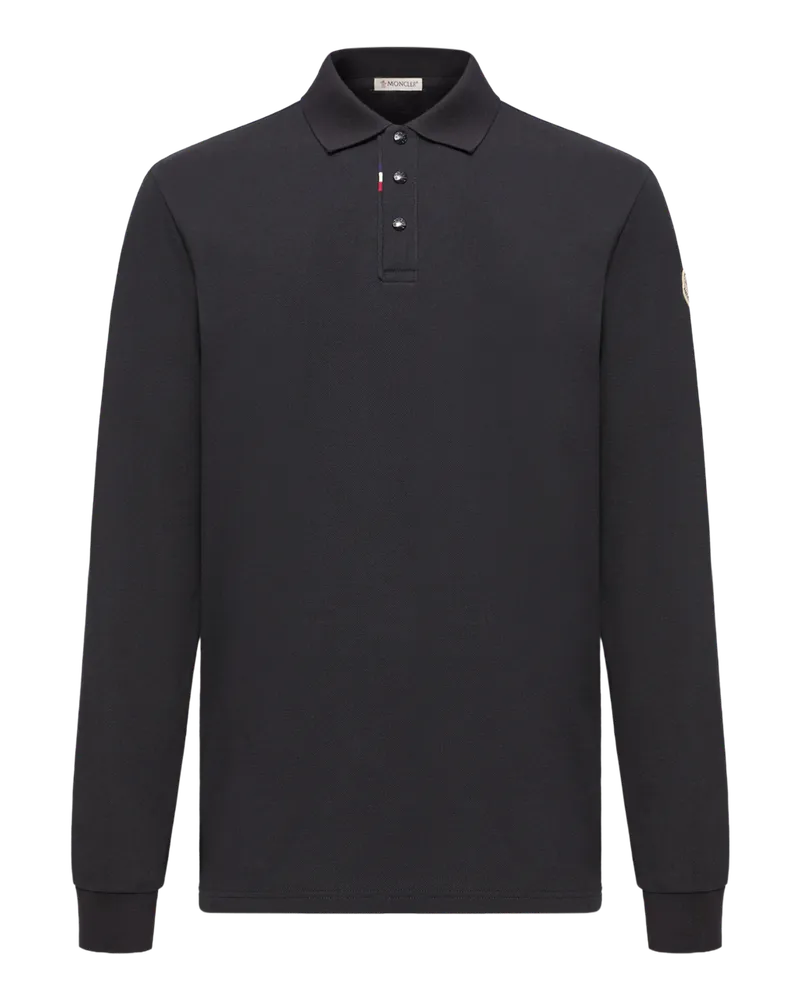 Moncler Men's Polo Manches Longues Anthracite Blue T-Shirts And Polos Blue