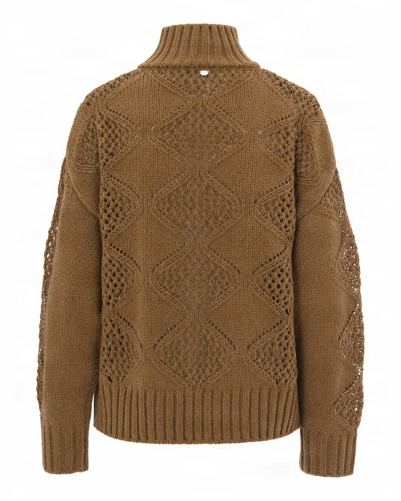 Liu Jo Diamond Pattern Turtleneck Sweater — Beige Beige