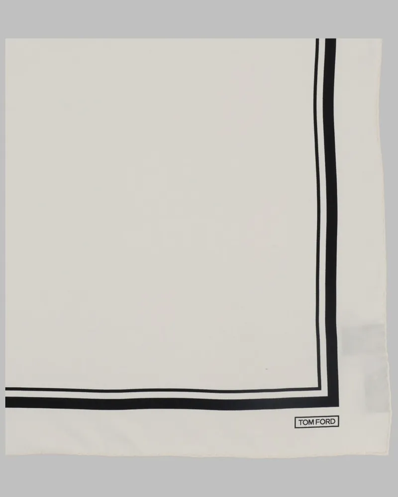 Tom Ford Tone-on-Tone Silk Pocket Square — Ivory Ivory