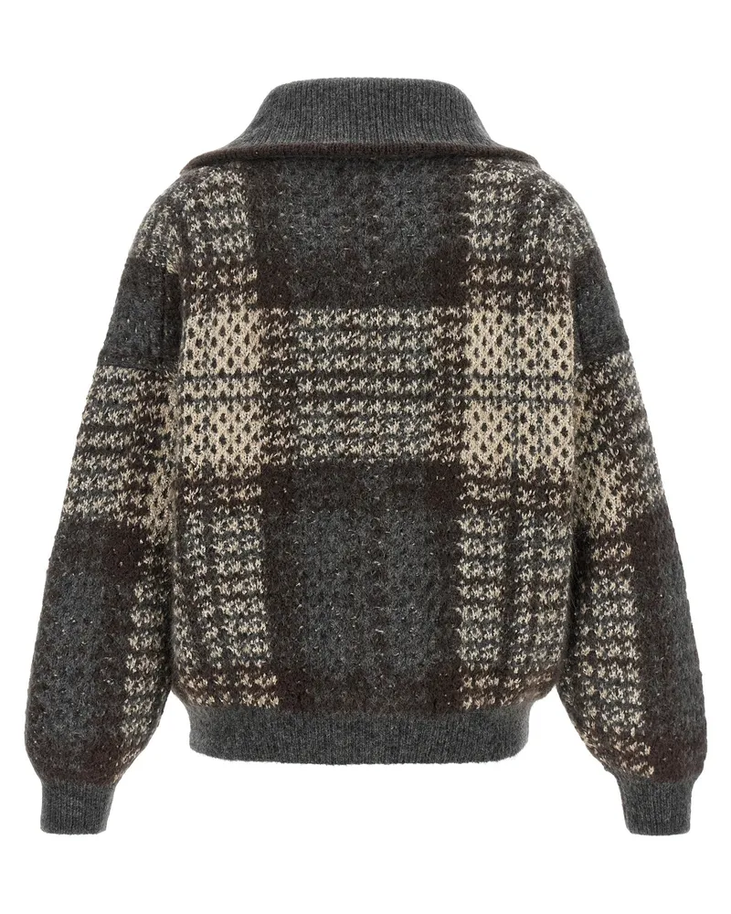 Brunello Cucinelli Women's Gray Fabric Cardigan Clothing Gray