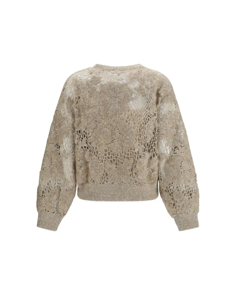Brunello Cucinelli Whispering Bloom Sweatshirt — Beige Beige