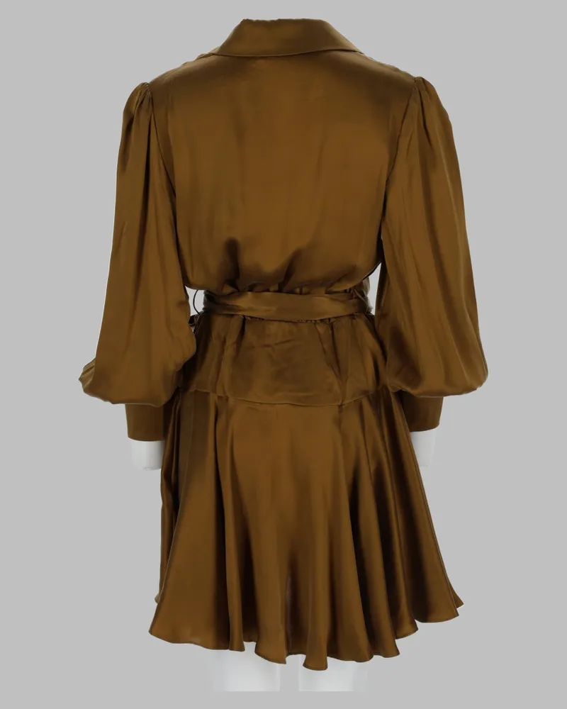 Zimmermann Silk Wrap Dress — Brown Brown