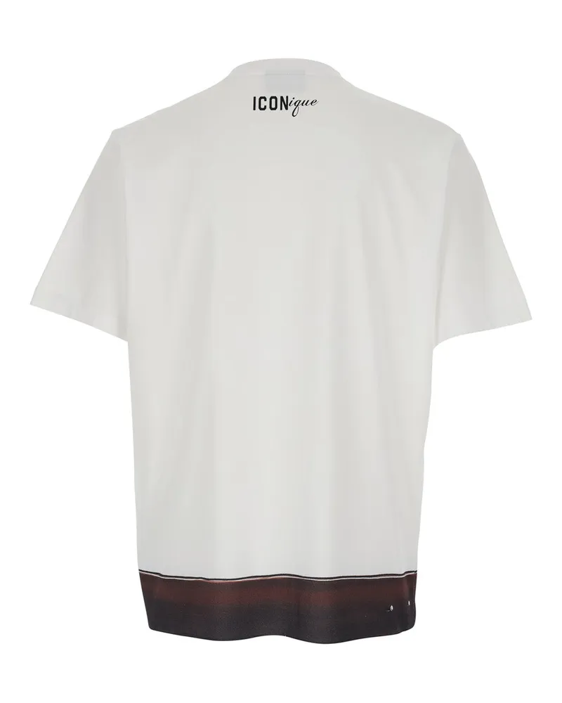 Dsquared2 Men's T-Shirt With Raised Collar, White Cotton T-Shirts And Polos White