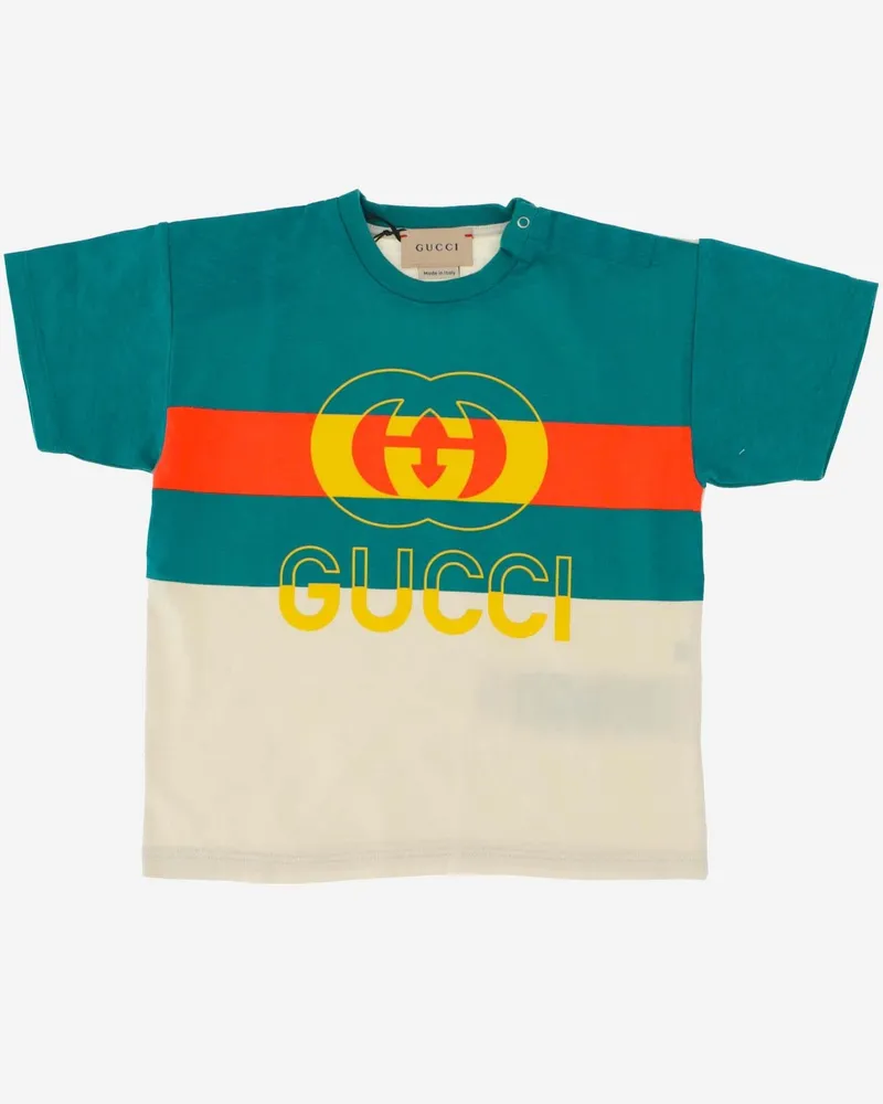 Gucci GG Interlock Web Pattern Cotton T-Shirt — Multicolor Multicolor
