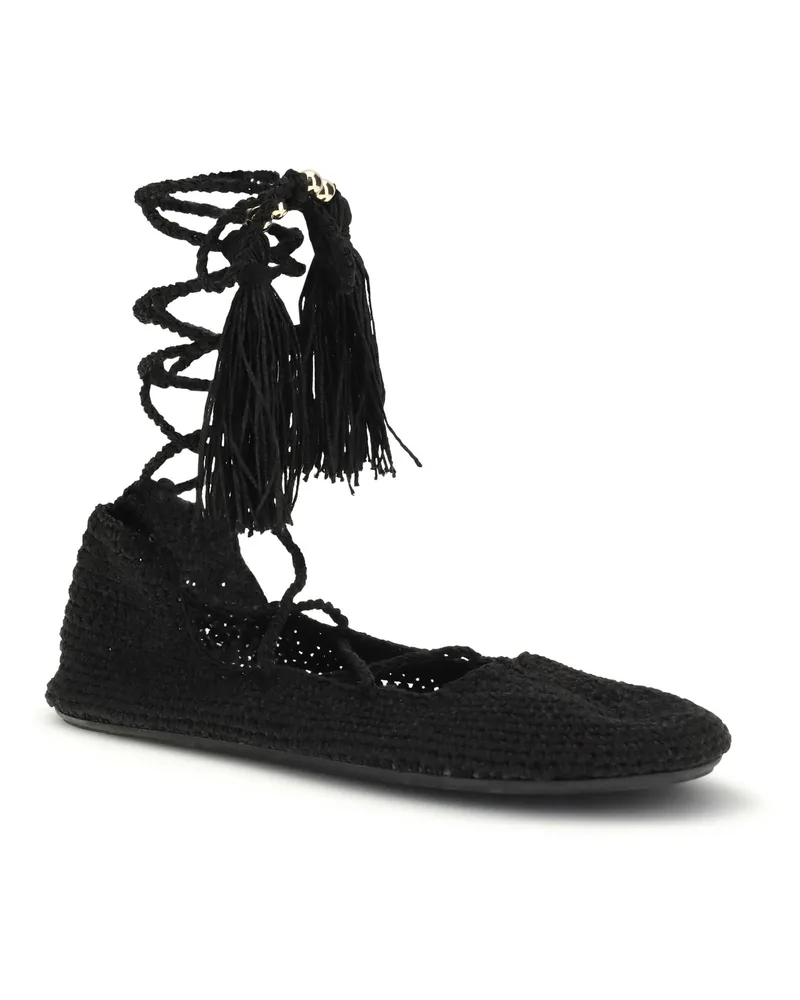 Alanui Women's The Sound Of Sea Lace-Up Ballerinas Black Flat Shoes Black