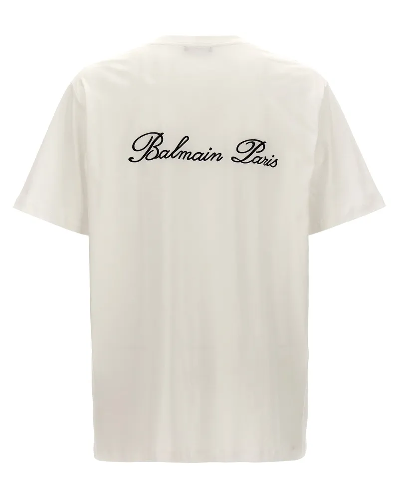 Balmain Logo-Embroidered T-Shirt — Cream Cream