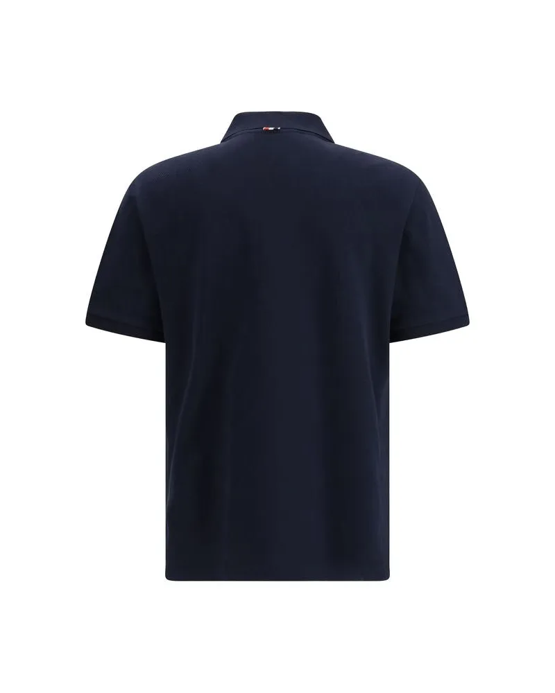 Thom Browne Men's Blue Cotton Polo Shirt Navy