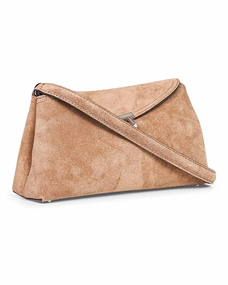 Totême T-Lock Clutch — Brown Brown