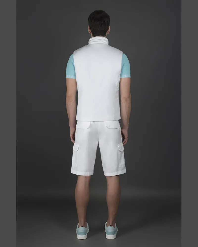 MOORER Mens White Sleeveless Zip-Up Vest Clothing White
