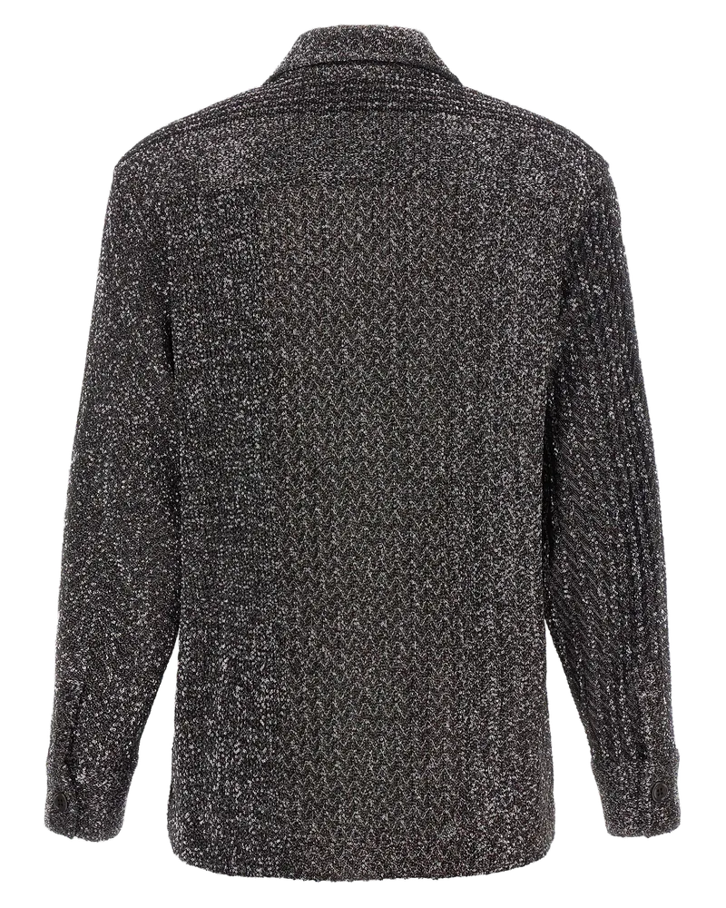 Missoni Metallic Zigzag Blouse — Gray Gray