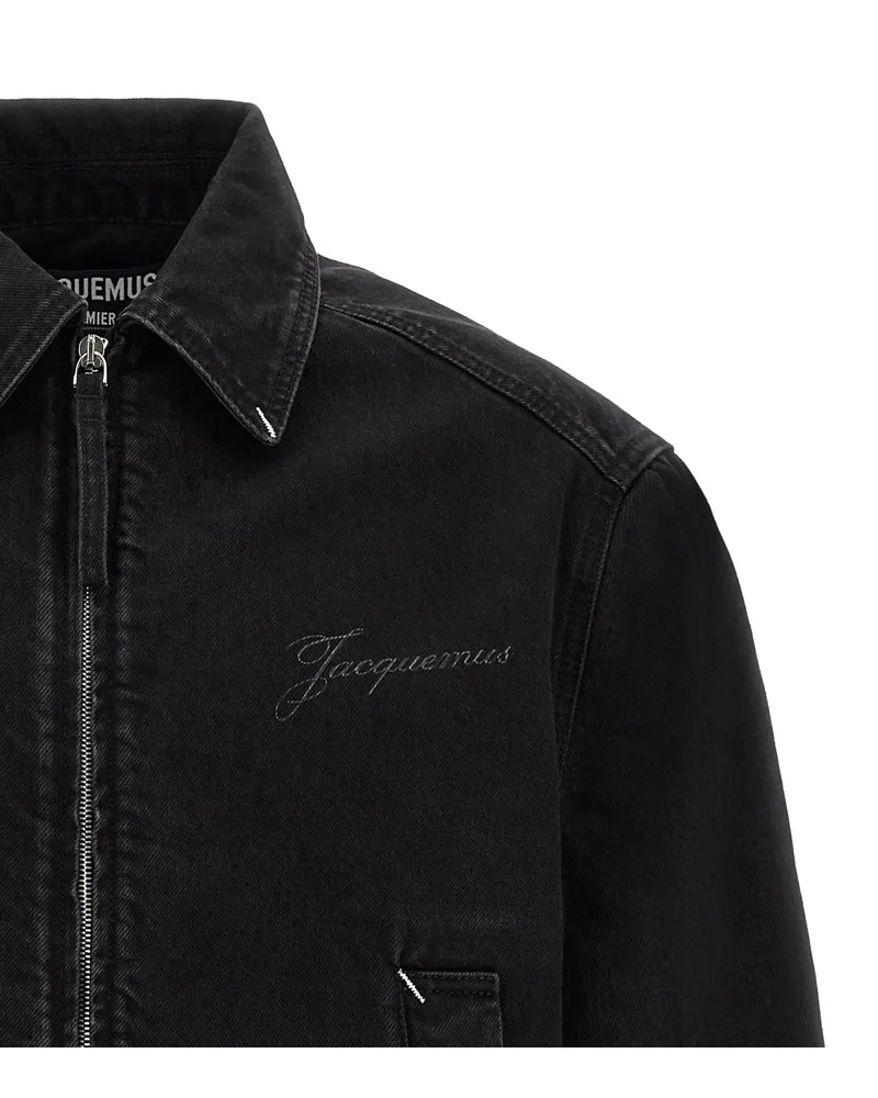 Jacquemus Structured Cotton Denim Jacket — Black Black