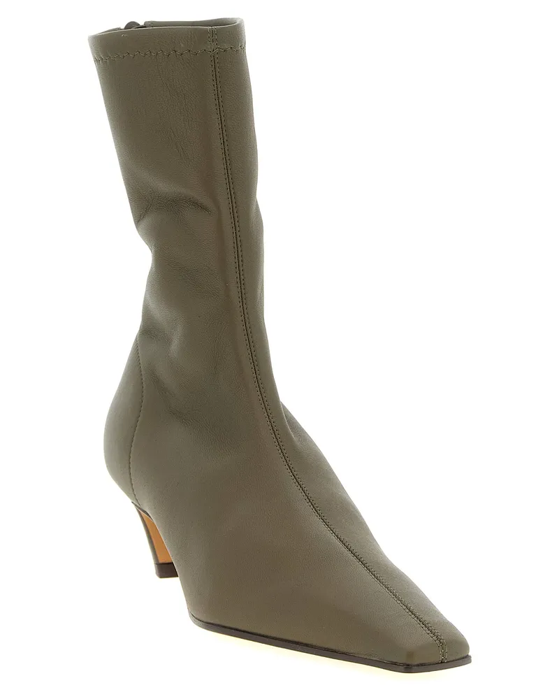 KHAITE Women's Bicolor Lambskin Ankle Boots Green