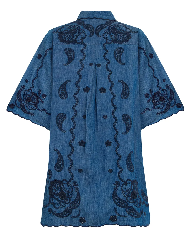 Zimmermann Women's Mini Denim Dress Railway Blue Cotton Blue